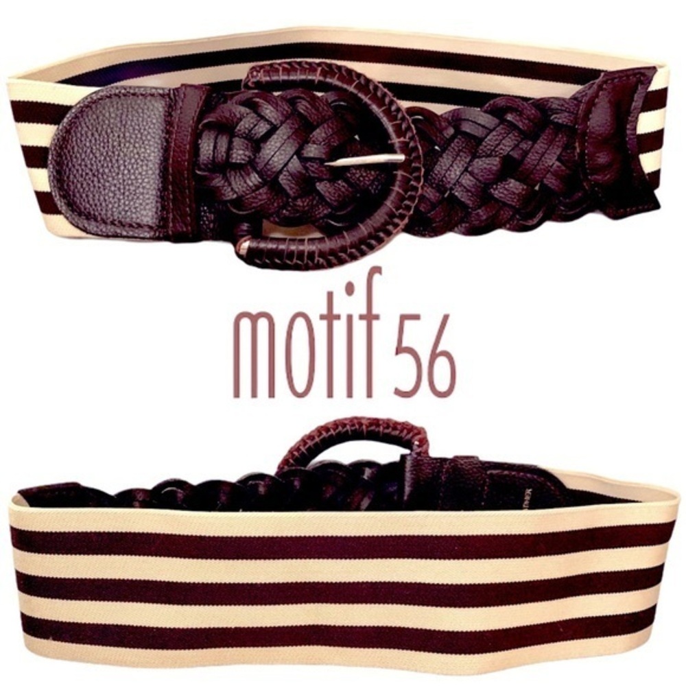 Motif 56 Brown and cream striped leather belt